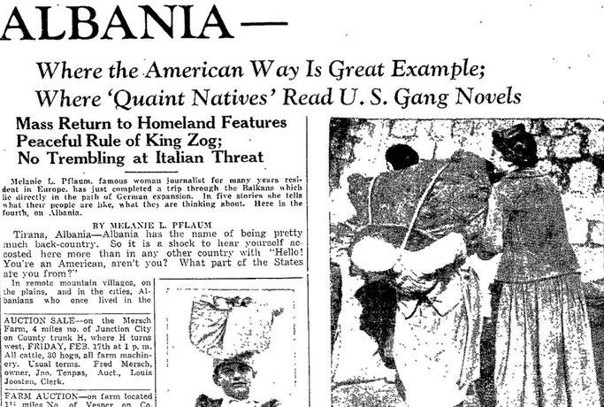 1939 / Gazetarja e famshme Melanie L. Pflaum: “Kthimi masiv i shqiptarëve në atdhe, nga mbretërimi paqësor i mbretit Zog …”