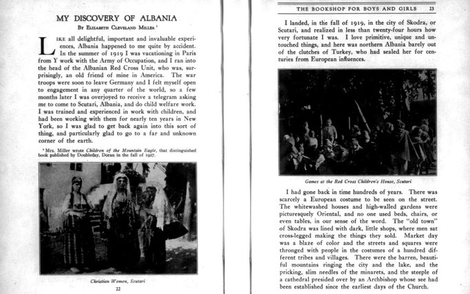 The Horn Book Magazine (1928) / Elizabeth Cleveland Miller : “Zbulimi im i Shqipërisë dhe fëmijët që ndihmova nëpërmjet Kryqit të Kuq…”